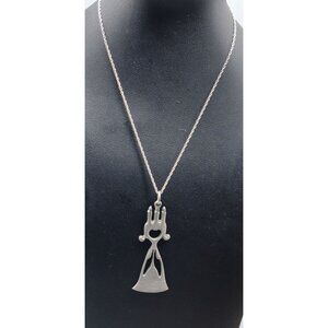 R Tennesmed Sweden St Lucy Pewter Pendant Necklace AJC Sterling Silver Chain 15"